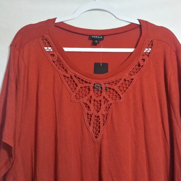 Torrid Super Soft Hot Sauce Crochet Tee Short Sleeve Size 5X - Picture 3 of 8